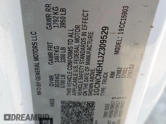 ✅ 2018 Chevrolet Silverado 1500 LS • VIN: 1GCNCNEH1JZ309529 • Лот: 69182594. Опубликован ранее на Copart с пробегом 160 019 миль. Бесплатный доступ к архиву аукционных продаж из США и подробный отчёт об истории автомобиля на DreamBid. Изображение 12.