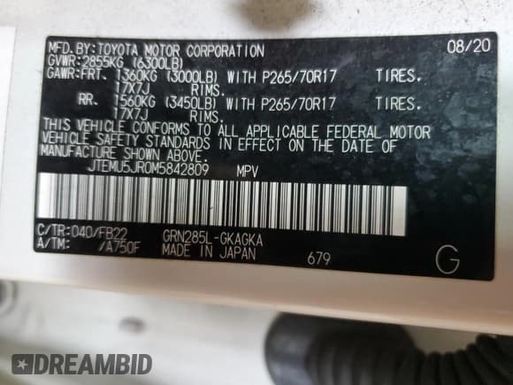 ✅ 2021 Toyota 4Runner SR5 • VIN: JTEMU5JR0M5842809 • Лот: 93418505. Опубликован ранее на Copart с пробегом 137 766 миль. Бесплатный доступ к архиву аукционных продаж из США и подробный отчёт об истории автомобиля на DreamBid. Изображение 13.