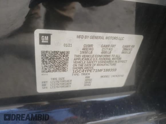 ✅ 2021 Chevrolet Silverado 2500HD LTZ • VIN: 1GC4YPE71MF188359 • Лот: 91780745. Опубликован ранее на Copart с пробегом 49 225 миль. Бесплатный доступ к архиву аукционных продаж из США и подробный отчёт об истории автомобиля на DreamBid. Изображение 12.