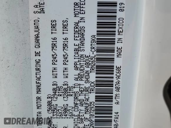 ✅ 2023 Toyota Tacoma SR • VIN: 3TYRX5GNXPT072935 • Lot: 71502215. Listed on Copart with 53,479 mi. Free auction sales archive from the USA and detailed vehicle history report at DreamBid. Image 13.