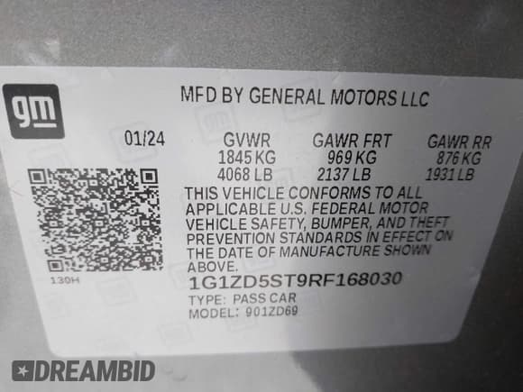 ✅ 2024 Chevrolet Malibu LT • VIN: 1G1ZD5ST9RF168030 • Лот: 43435591. Опубликован ранее на IAAI с пробегом 57 629 миль. Бесплатный доступ к архиву аукционных продаж из США и подробный отчёт об истории автомобиля на DreamBid. Изображение 9.