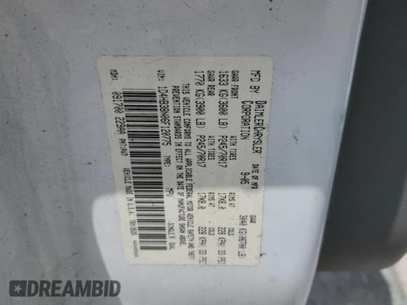 ✅ 2006 Dodge Durango SXT • VIN: 1D4HB38N06F120775 • Лот: 56204195. Опубликован ранее на Copart с пробегом 224 030 миль. Бесплатный доступ к архиву аукционных продаж из США и подробный отчёт об истории автомобиля на DreamBid. Изображение 13.