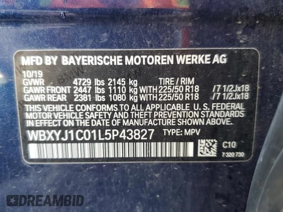 ✅ 2020 BMW X2 xDrive28i • VIN: WBXYJ1C01L5P43827 • Лот: 69745155. Опубликован ранее на Copart с пробегом 92 030 миль. Бесплатный доступ к архиву аукционных продаж из США и подробный отчёт об истории автомобиля на DreamBid. Изображение 13.