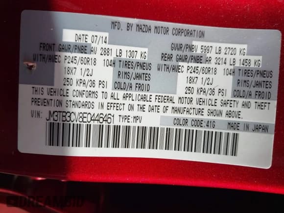 ✅ 2014 Mazda CX-9 Touring • VIN: JM3TB3CV8E0446461 • Lot: 43644072. Listed on IAAI with 98,919 mi. Free auction sales archive from the USA and detailed vehicle history report at DreamBid. Image 9.