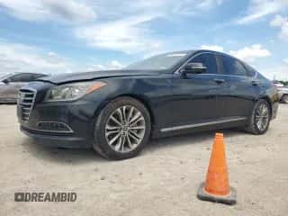 2015 Hyundai Genesis 3.8L z VIN KMHGN4JE9FU092479, wystawiony jako Copart lot #68120854 z przebiegiem 218 187 mil mil oraz Szkoda całkowita • Salvage title. Historia ofert i sprzedaży dostępna na DreamBid. Obrazek 1.