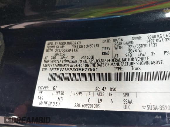 ✅ 2016 Ford F-150 XLT • VIN: 1FTEW1EP3GKF77961 • Lot: 42407209. Listed on IAAI with 120,543 mi. Free auction sales archive from the USA and detailed vehicle history report at DreamBid. Image 9.