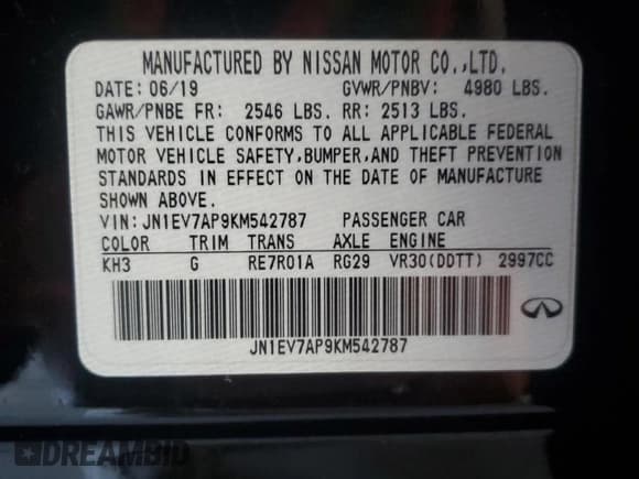 ✅ 2019 Infiniti Q50 Luxe • VIN: JN1EV7AP9KM542787 • Лот: 90105145. Опубликован ранее на Copart с пробегом 115 787 миль. Бесплатный доступ к архиву аукционных продаж из США и подробный отчёт об истории автомобиля на DreamBid. Изображение 12.