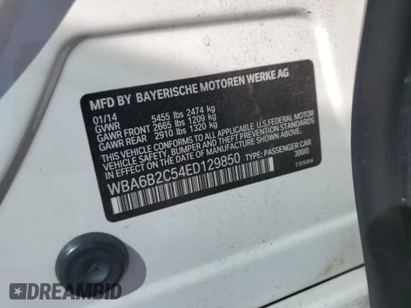 ✅ 2014 BMW 6 Series 650i • VIN: WBA6B2C54ED129850 • Lot: 86133305. Wystawiony na Copart z przebiegiem Nie podano. Bezpłatny archiwum sprzedaży aukcyjnych z USA i szczegółowy raport historii pojazdu na DreamBid. Zdjęcie 12.