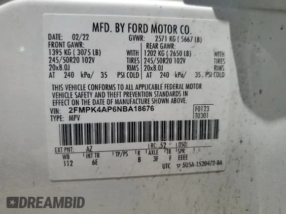 ✅ 2022 Ford Edge ST • VIN: 2FMPK4AP6NBA18676 • Lot: 58376865. Wystawiony na Copart z przebiegiem 58 636 mil. Bezpłatny archiwum sprzedaży aukcyjnych z USA i szczegółowy raport historii pojazdu na DreamBid. Zdjęcie 13.