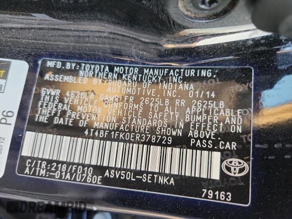 ✅ 2014 Toyota Camry LE • VIN: 4T4BF1FK0ER378729 • Лот: 91847475. Опубликован ранее на Copart с пробегом 80 137 миль. Бесплатный доступ к архиву аукционных продаж из США и подробный отчёт об истории автомобиля на DreamBid. Изображение 12.