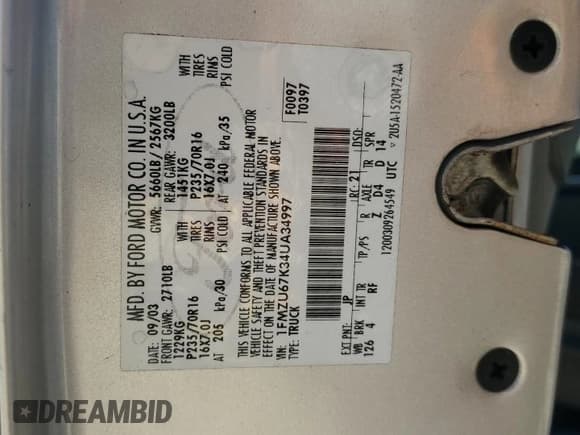 ✅ 2004 Ford Explorer Sport Trac XLS • VIN: 1FMZU67K34UA34997 • Lot: 81498875. Listed on Copart with Not provided. Free auction sales archive from the USA and detailed vehicle history report at DreamBid. Image 12.