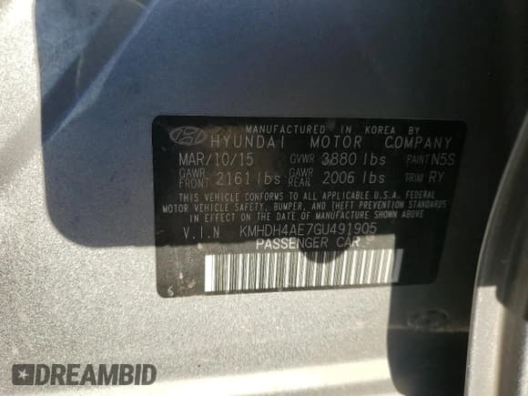 ✅ 2016 Hyundai Elantra SE • VIN: KMHDH4AE7GU491905 • Lot: 91457805. Listed on Copart with 147,237 mi. Free auction sales archive from the USA and detailed vehicle history report at DreamBid. Image 12.