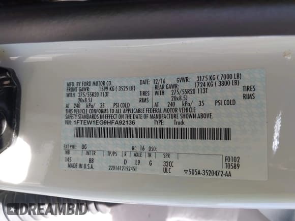 ✅ 2017 Ford F-150 XL • VIN: 1FTEW1EG9HFA92136 • Лот: 42130690. Опубликован ранее на IAAI с пробегом 119 422 миль. Бесплатный доступ к архиву аукционных продаж из США и подробный отчёт об истории автомобиля на DreamBid. Изображение 9.