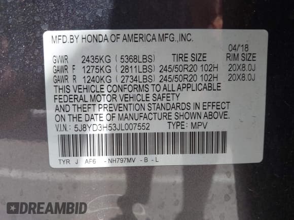 ✅ 2018 Acura MDX Technology • VIN: 5J8YD3H53JL007552 • Лот: 42648090. Опубликован ранее на IAAI с пробегом 58 706 миль. Бесплатный доступ к архиву аукционных продаж из США и подробный отчёт об истории автомобиля на DreamBid. Изображение 9.