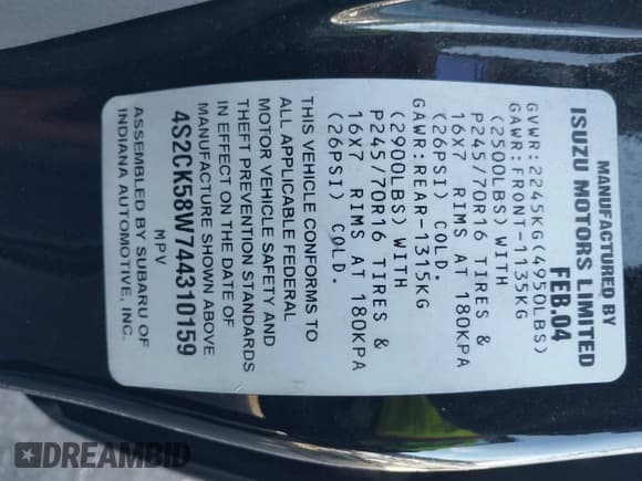 ✅ 2004 Isuzu Rodeo S • VIN: 4S2CK58W744310159 • Lot: 43827295. Wystawiony na IAAI z przebiegiem 91 850 mil. Bezpłatny archiwum sprzedaży aukcyjnych z USA i szczegółowy raport historii pojazdu na DreamBid. Zdjęcie 9.