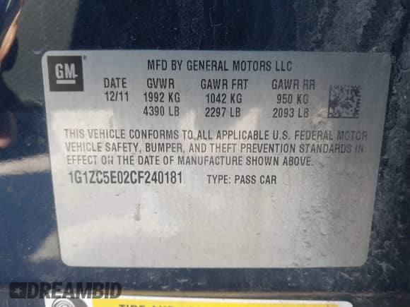 ✅ 2012 Chevrolet Malibu 1LT • VIN: 1G1ZC5E02CF240181 • Лот: 43613180. Опубликован ранее на IAAI с пробегом 187 716 миль. Бесплатный доступ к архиву аукционных продаж из США и подробный отчёт об истории автомобиля на DreamBid. Изображение 9.