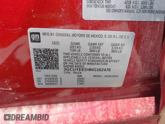 ✅ 2022 Chevrolet Silverado 1500 RST • VIN: 3GCUYEED4NG162476 • Лот: 42459563. Опубликован ранее на IAAI с пробегом 72 877 миль. Бесплатный доступ к архиву аукционных продаж из США и подробный отчёт об истории автомобиля на DreamBid. Изображение 9.