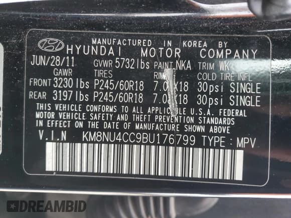 ✅ 2011 Hyundai Veracruz Limited • VIN: KM8NU4CC9BU176799 • Lot: 46308045. Wystawiony na Copart z przebiegiem 116 775 mil. Bezpłatny archiwum sprzedaży aukcyjnych z USA i szczegółowy raport historii pojazdu na DreamBid. Zdjęcie 13.