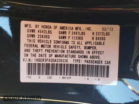 ✅ 2013 Honda Accord EX-L • VIN: 1HGCR3F80DA026536 • Лот: 87444075. Опубликован ранее на Copart с пробегом 199 276 миль. Бесплатный доступ к архиву аукционных продаж из США и подробный отчёт об истории автомобиля на DreamBid. Изображение 12.