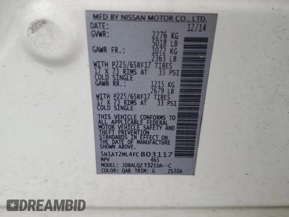 ✅ 2015 Nissan Rogue SV • VIN: 5N1AT2ML4FC803117 • Лот: 84299475. Опубликован ранее на Copart с пробегом 197 802 миль. Бесплатный доступ к архиву аукционных продаж из США и подробный отчёт об истории автомобиля на DreamBid. Изображение 13.