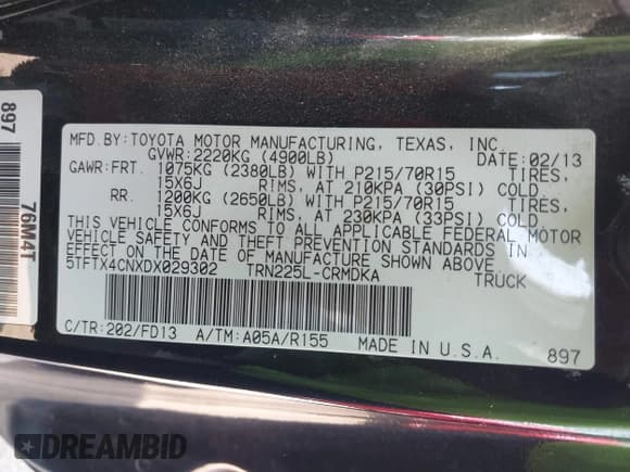 ✅ 2013 Toyota Tacoma • VIN: 5TFTX4CNXDX029302 • Lot: 42636315. Wystawiony na IAAI z przebiegiem 181 785 mil. Bezpłatny archiwum sprzedaży aukcyjnych z USA i szczegółowy raport historii pojazdu na DreamBid. Zdjęcie 9.