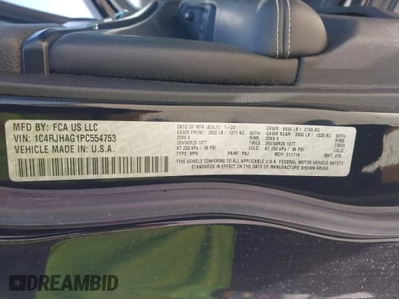 ✅ 2023 Jeep Grand Cherokee Laredo • VIN: 1C4RJHAG1PC554753 • Lot: 41996222. Listed on IAAI with 27,021 mi. Free auction sales archive from the USA and detailed vehicle history report at DreamBid. Image 9.