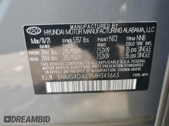 ✅ 2021 Hyundai Santa Fe Limited • VIN: 5NMS4DAL3MH343663 • Lot: 63883944. Wystawiony na Copart z przebiegiem Nie podano. Bezpłatny archiwum sprzedaży aukcyjnych z USA i szczegółowy raport historii pojazdu na DreamBid. Zdjęcie 13.