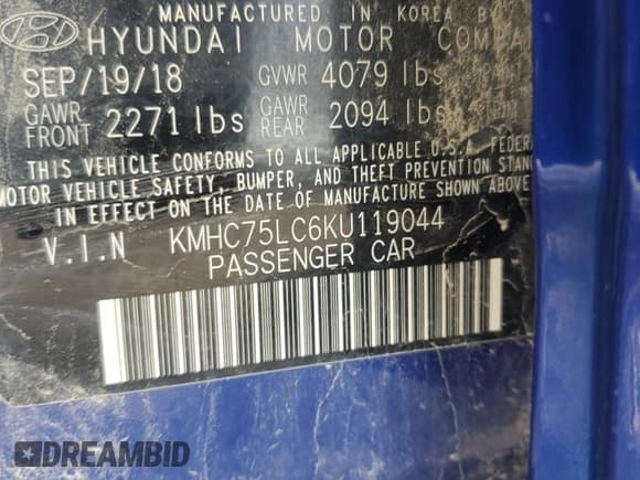 ✅ 2019 Hyundai Ioniq SEL • VIN: KMHC75LC6KU119044 • Lot: 51642165. Wystawiony na Copart z przebiegiem 65 689 mil. Bezpłatny archiwum sprzedaży aukcyjnych z USA i szczegółowy raport historii pojazdu na DreamBid. Zdjęcie 12.