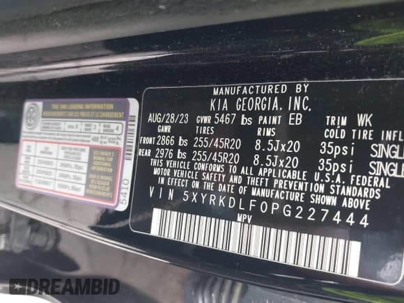 ✅ 2023 Kia Sorento SX • VIN: 5XYRKDLF0PG227444 • Лот: 43044991. Опубликован ранее на IAAI с пробегом 24 352 миль. Бесплатный доступ к архиву аукционных продаж из США и подробный отчёт об истории автомобиля на DreamBid. Изображение 9.