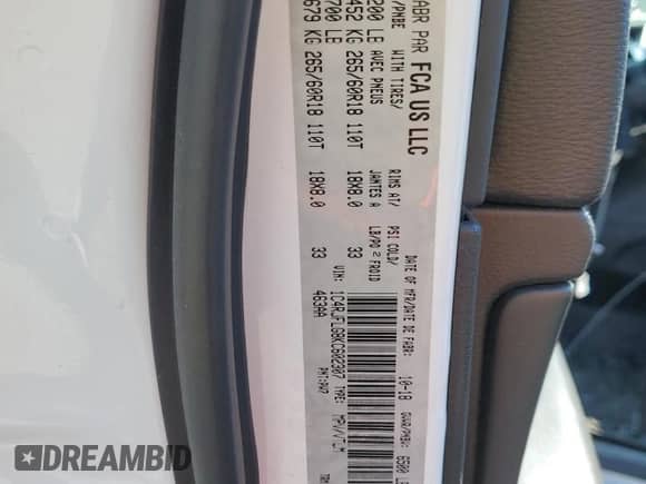 2019 Jeep Grand Cherokee Trailhawk with VIN 1C4RJFLG8KC602307, listed as a Copart auction lot 70834445 with 101,666 mi miles and Non repairable. Bid and sale history available at DreamBid. Image 12.