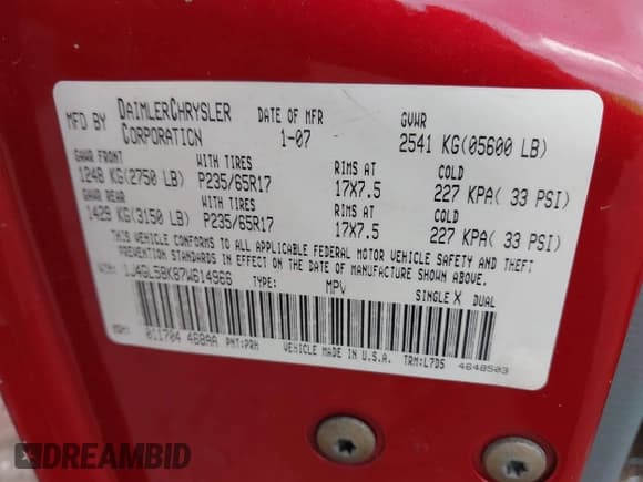 ✅ 2007 Jeep Liberty Limited • VIN: 1J4GL58K87W614966 • Lot: 43401614. Listed on IAAI with 202,179 mi. Free auction sales archive from the USA and detailed vehicle history report at DreamBid. Image 9.