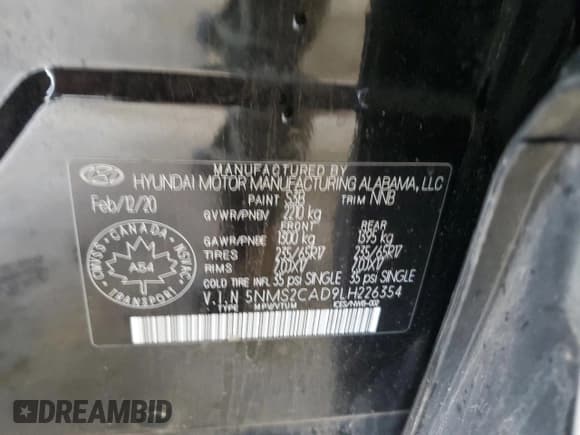 ✅ 2020 Hyundai Santa Fe SE • VIN: 5NMS2CAD9LH226354 • Lot: 61008755. Wystawiony na Copart z przebiegiem 149 088 mil. Bezpłatny archiwum sprzedaży aukcyjnych z USA i szczegółowy raport historii pojazdu na DreamBid. Zdjęcie 13.