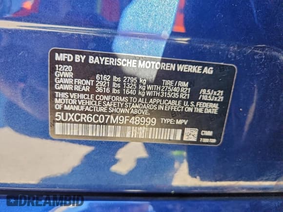 ✅ 2021 BMW X5 xDrive40i • VIN: 5UXCR6C07M9F48999 • Lot: 91269195. Wystawiony na Copart z przebiegiem 114 025 mil. Bezpłatny archiwum sprzedaży aukcyjnych z USA i szczegółowy raport historii pojazdu na DreamBid. Zdjęcie 12.
