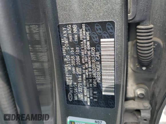 ✅ 2024 Hyundai Elantra SEL • VIN: KMHLS4DG9RU813408 • Lot: 72051345. Listed on Copart with 11,080 mi. Free auction sales archive from the USA and detailed vehicle history report at DreamBid. Image 12.