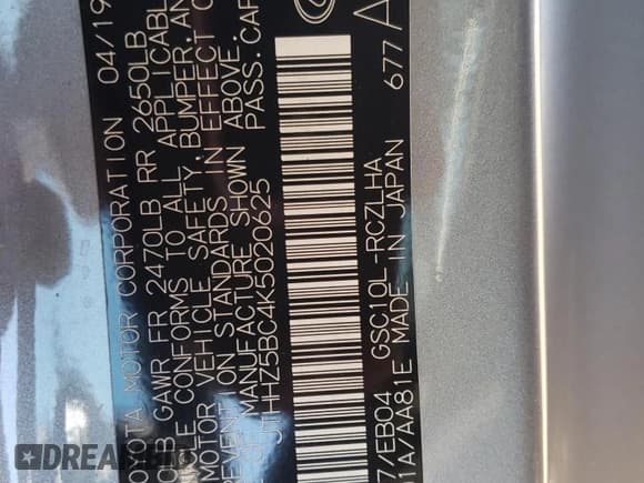 ✅ 2019 Lexus RC 350 • VIN: JTHHZ5BC4K5020625 • Lot: 89486245. Listed on Copart with 60,230 mi. Free auction sales archive from the USA and detailed vehicle history report at DreamBid. Image 12.