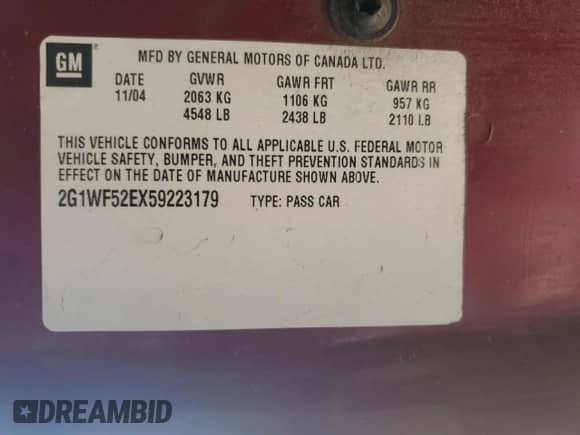 2005 Chevrolet Impala с VIN 2G1WF52EX59223179, выставлен на аукционе Copart как лот 60354674 с пробегом 236 024 миль миль и Чистый • Clean title. История ставок и продаж доступна на DreamBid. Изображение 12.