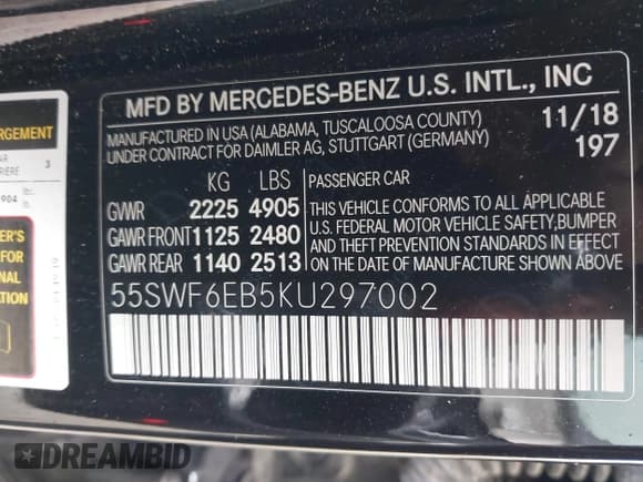 ✅ 2019 Mercedes-Benz C 43 AMG • VIN: 55SWF6EB5KU297002 • Lot: 42274373. Wystawiony na IAAI z przebiegiem 96 241 mil. Bezpłatny archiwum sprzedaży aukcyjnych z USA i szczegółowy raport historii pojazdu na DreamBid. Zdjęcie 9.