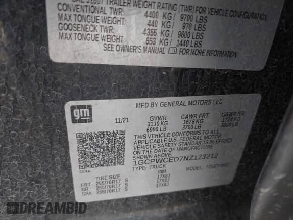 2022 Chevrolet Silverado 1500 LT z VIN 1GCPWCED7NZ123212, wystawiony jako IAAI lot #42823989 z przebiegiem 79 092 mil mil oraz . Historia ofert i sprzedaży dostępna na DreamBid. Obrazek 9.