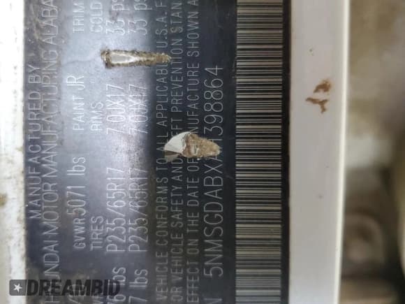 ✅ 2010 Hyundai Santa Fe GLS • VIN: 5NMSGDABXAH398864 • Lot: 71299714. Listed on Copart with 201,515 mi. Free auction sales archive from the USA and detailed vehicle history report at DreamBid. Image 13.