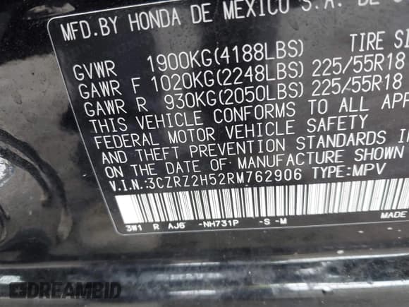 ✅ 2024 Honda HR-V Sport • VIN: 3CZRZ2H52RM762906 • Lot: 41924007. Listed on IAAI with 18,944 mi. Free auction sales archive from the USA and detailed vehicle history report at DreamBid. Image 9.