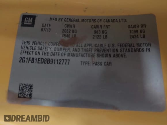 ✅ 2011 Chevrolet Camaro 1LT • VIN: 2G1FB1ED8B9112777 • Лот: 42841155. Опубликован ранее на IAAI с пробегом 150 858 миль. Бесплатный доступ к архиву аукционных продаж из США и подробный отчёт об истории автомобиля на DreamBid. Изображение 9.