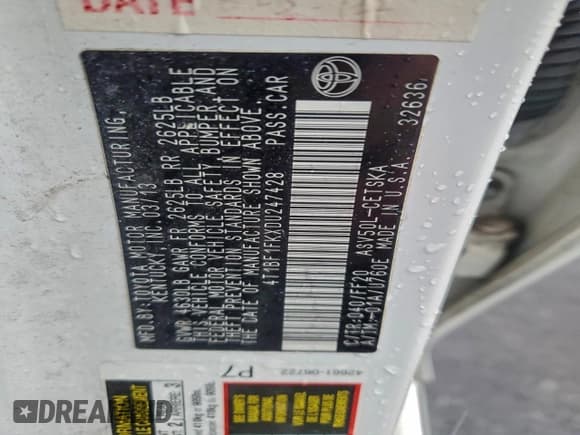 ✅ 2013 Toyota Camry L • VIN: 4T1BF1FKXDU247428 • Lot: 94176175. Listed on Copart with 162,481 mi. Free auction sales archive from the USA and detailed vehicle history report at DreamBid. Image 12.