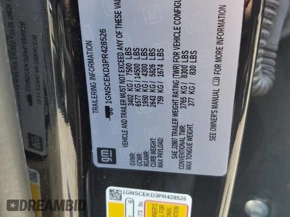 ✅ 2023 Chevrolet Suburban RST • VIN: 1GNSCEKD3PR428526 • Lot: 67464454. Wystawiony na Copart z przebiegiem 18 421 mil. Bezpłatny archiwum sprzedaży aukcyjnych z USA i szczegółowy raport historii pojazdu na DreamBid. Zdjęcie 15.