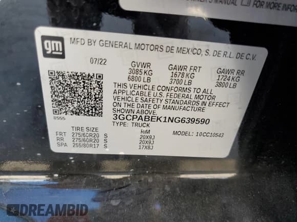 ✅ 2022 Chevrolet Silverado 1500 Custom • VIN: 3GCPABEK1NG639590 • Лот: 80809655. Опубликован ранее на Copart с пробегом 25 650 миль. Бесплатный доступ к архиву аукционных продаж из США и подробный отчёт об истории автомобиля на DreamBid. Изображение 12.