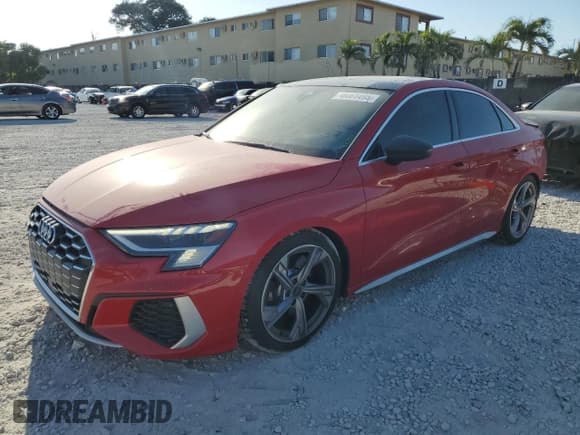 ✅ 2023 Audi S3 Prestige • VIN: WAUJ3DGY1PA035419 • Лот: 48061495. Опубликован ранее на Copart с пробегом 33 488 миль. Бесплатный доступ к архиву аукционных продаж из США и подробный отчёт об истории автомобиля на DreamBid. Изображение 1.