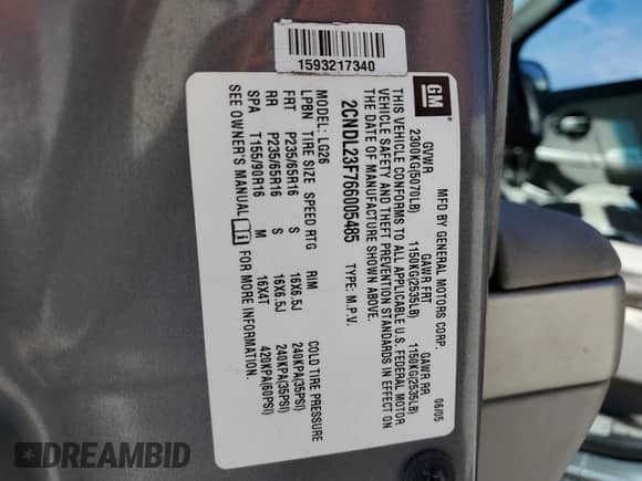 2006 Chevrolet Equinox LS с VIN 2CNDL23F766005485, выставлен на аукционе Copart как лот 67589664 с пробегом 197 975 миль миль и Чистый • Clean title. История ставок и продаж доступна на DreamBid. Изображение 13.