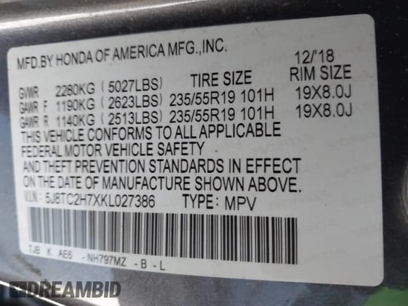 ✅ 2019 Acura RDX Advance • VIN: 5J8TC2H7XKL027386 • Lot: 41309827. Wystawiony na IAAI z przebiegiem 12 360 mil. Bezpłatny archiwum sprzedaży aukcyjnych z USA i szczegółowy raport historii pojazdu na DreamBid. Zdjęcie 9.