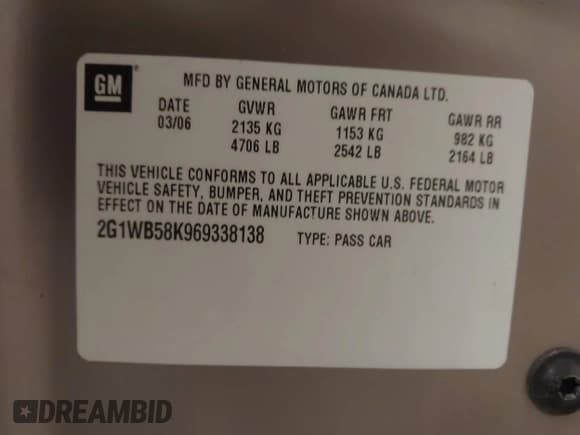 ✅ 2006 Chevrolet Impala LS • VIN: 2G1WB58K969338138 • Lot: 43652554. Listed on IAAI with 204,332 mi. Free auction sales archive from the USA and detailed vehicle history report at DreamBid. Image 9.