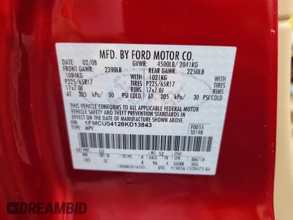 ✅ 2008 Ford Escape Limited • VIN: 1FMCU04128KD13843 • Лот: 93467325. Опубликован ранее на Copart с пробегом Не указан. Бесплатный доступ к архиву аукционных продаж из США и подробный отчёт об истории автомобиля на DreamBid. Изображение 13.