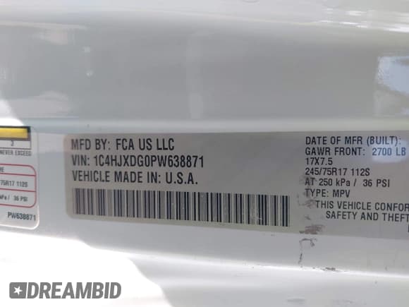 ✅ 2023 Jeep Wrangler Willys • VIN: 1C4HJXDG0PW638871 • Лот: 42700599. Опубликован ранее на IAAI с пробегом 16 171 миль. Бесплатный доступ к архиву аукционных продаж из США и подробный отчёт об истории автомобиля на DreamBid. Изображение 9.